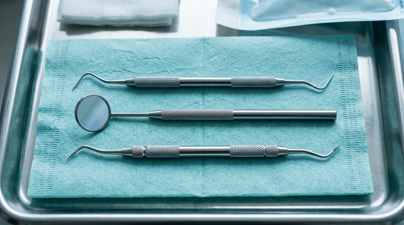 Sterile dental instruments on tray — clinical excellence Islamabad