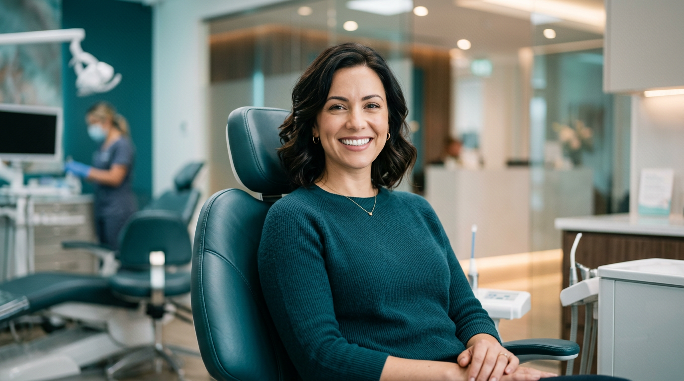 Relaxed patient in modern dental chair at painless dental clinic Islamabad D-12